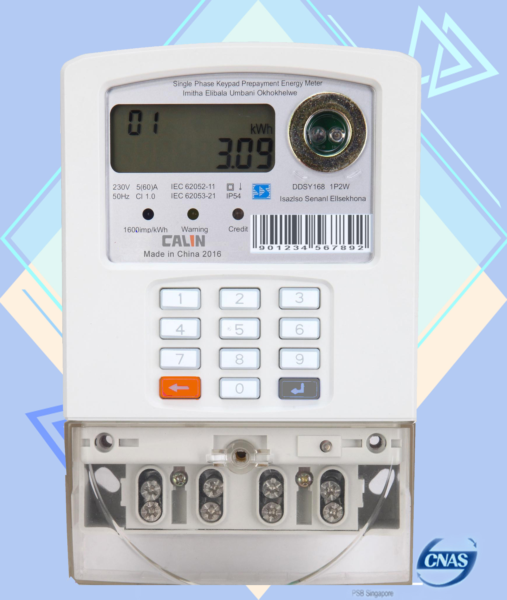 Метр цифров KWH электрических счетчиков кнопочной панели метра Enery одиночной фазы IP 54 селитебный